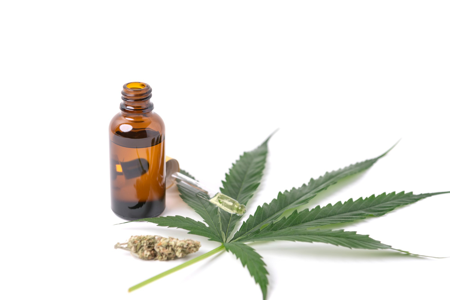 Extractos Aceite Cannabis Frascos Hojas Cannabis Verde Marihuana Aislado Sobre Fondo Blanco Cultivo Marihuana Medicinal Hierbas