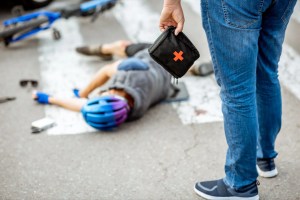 An injured cyclist